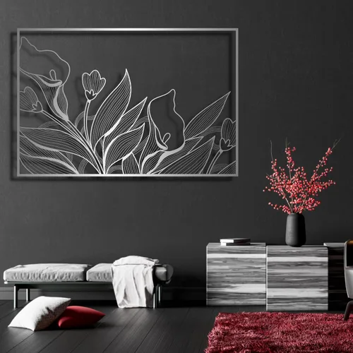 Decoración de pared de metal, arte de pared de metal con flores de lirio de cala, decoración de pared de lirio de cala, decoración de pared de Plata