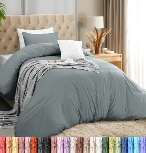 Miniatura 14 de Utopia Bedding Juego de funda de edredón con fundas de almohada, funda de edredón de 2 piezas con cierre de cremallera, 1 funda de edredón con 1