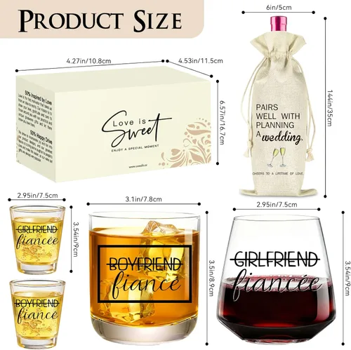 Miniatura 2 de comfit Regalos de compromiso para parejas: regalo de compromiso para prometidos y prometidos para parejas recién comprometidas, copa de whisky