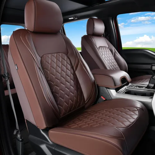 Miniatura 17 de Huidasource Fundas de asiento delantero de automóvil, funda de cojín impermeable de piel sintética F150 para asiento de camión, ajuste personalizado