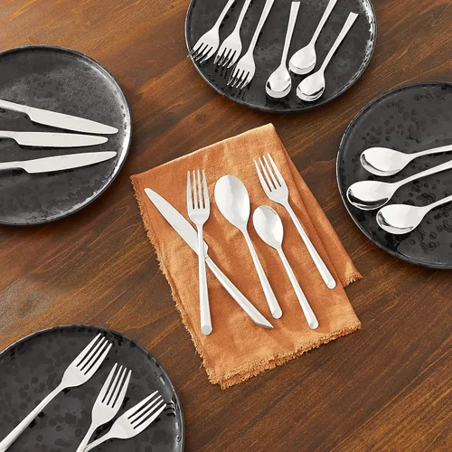 Miniatura 2 de Towle Living Satin Wave - Juego de cubiertos de acero inoxidable forjado de 20 piezas, servicio para 4