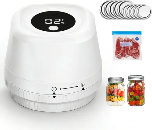 Miniatura 8 de Newise Sellador al Vacío Eléctrico Mejorado para Tarros Mason, Kit de Sellado al Vacío Automático 3 en 1 para Enlatar con Tapas Mason de Boca Ancha