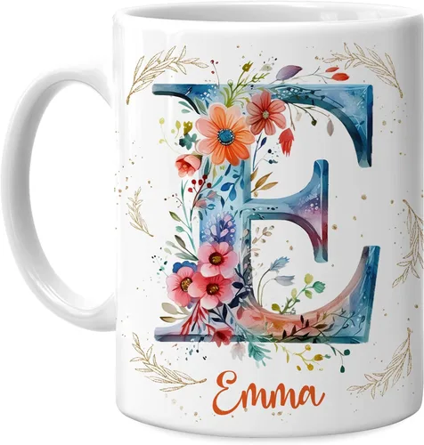 Miniatura 8 de Hyturtle Taza de café personalizada con inicial con nombre, monograma de cumpleaños, regalos de Navidad para niñas y mujeres, letra A del alfabeto