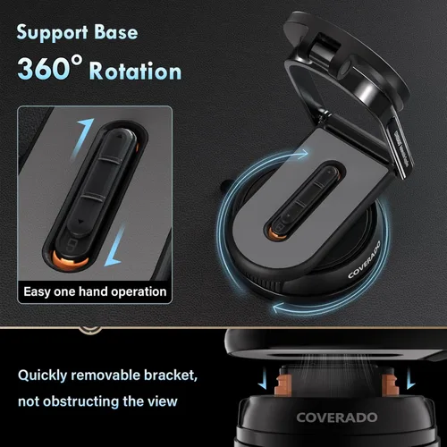 Miniatura 6 de Coverado Soporte magnético para teléfono de automóvil, soporte magnético al vacío para automóvil, rotación de 360°, imán fuerte, soporte de teléfono