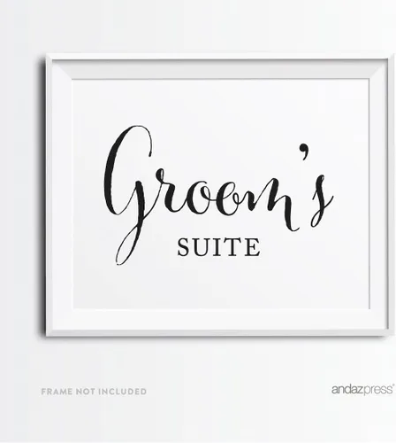 Miniatura 3 de Andaz Press Letreros de fiesta de boda, impresión formal en blanco y negro, 8.5 x 11 pulgadas, suite de novia, vestidor, paquete de 2