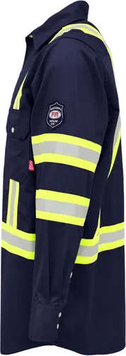 Miniatura 6 de BOCOMAL Camisas FR Alta Visibilidad/Alta Visibilidad Resistente a Llamas/Retardante de Fuego 7.5oz Camisas Reflectantes para Hombre Azul marino/alta