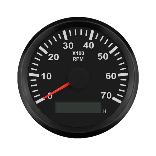 ELING Tacómetro de motor 7000 RPM Medidor REV Contador con medidor de horas para coche barco 3.346 in 12V 24V con retroiluminación Negro+Negro
