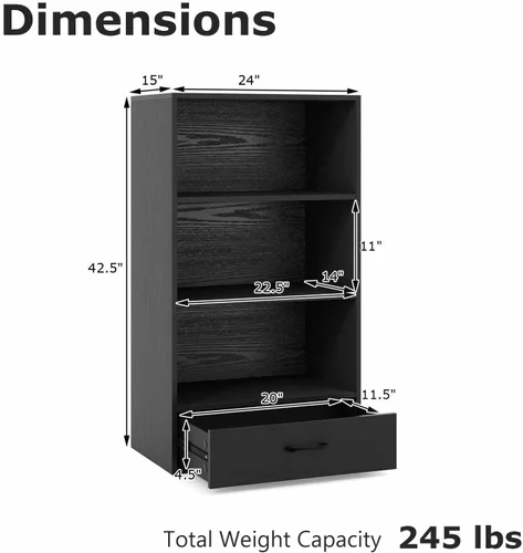 Miniatura 3 de Giantex Estantería de 4 niveles con cajón, organizador de pie de 42.5 pulgadas de alto, estantes de almacenamiento con dispositivo anti-caída