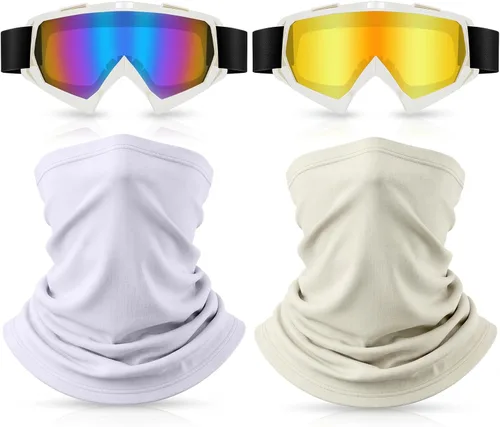 Miniatura 8 de Tallew 4 piezas de gafas para motocicleta, moto de cross y ATV para hombres y mujeres, ajustables, resistentes al viento y 4 piezas de cubierta