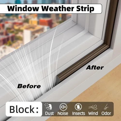 Miniatura 4 de 2 piezas × 196" Tira de sellado de clima en cuña para marcos de puerta y ventana, sello autoadhesivo de aislamiento para ventanas, tapón