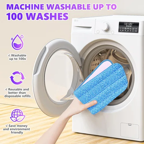Miniatura 5 de 6 paquetes de almohadillas reutilizables para fregona compatibles con Swiffer PowerMop, almohadillas de microfibra para suelos de madera, repuestos