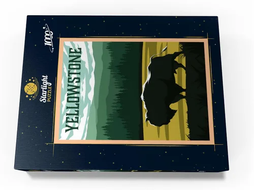 Miniatura 4 de MyPuzzle Bisons in Yellowstone Parque Nacional Art Deco Estilo Vintage Poster Ilustración - Rompecabezas premium de 1000 piezas para adultos