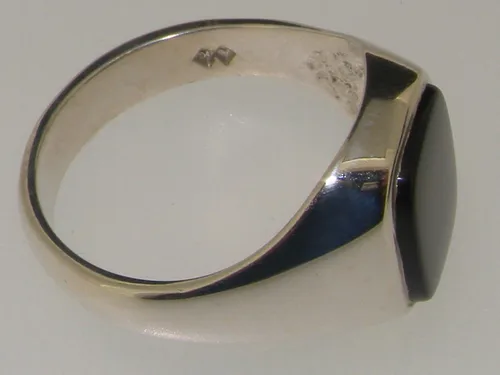 Miniatura 4 de Anillo de plata de ley 925 maciza de ónix natural para hombre, talla 6 a 13