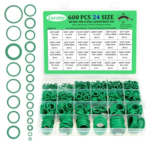 Juego de 600 anillos de aire acondicionado para automóvil, kit surtido de anillos tóricos de 24 tamaños, juego de juntas de sellado de junta tórica
