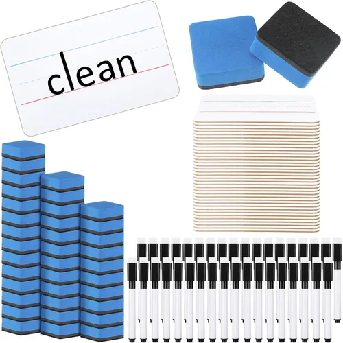 Miniatura 10 de Colarr 6 juegos de mini pizarras blancas de 6 x 9 pulgadas, paquete de aula incluye pequeños marcadores de pizarra blanca de dos caras, borradores