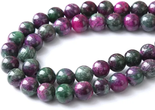 Miniatura 4 de 45 cuentas redondas sueltas de jade persa de turmalina de piedra natural de 0.315 pulgadas para hacer joyas, pulseras de bricolaje, collares