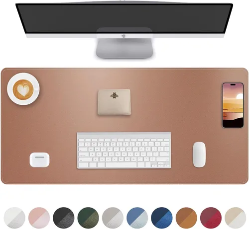 Miniatura 38 de Tapete protector para escritorio y mouse, antideslizante, de piel sintética, tapete impermeable de escritura para laptop, para oficina y hogar