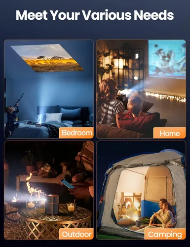 Miniatura 10 de Mini proyector con WiFi 5G, proyector pequeño HD de 1080P de corto alcance con trípode, proyector al aire libre para teléfono, proyector portátil