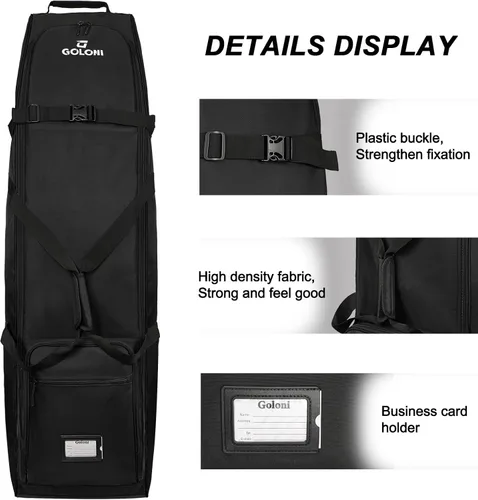 Miniatura 7 de Goloni Bolsa de viaje de golf con ruedas para aerolíneas, funda de viaje resistente al agua para viajes aéreos, equipaje de golf plegable portátil