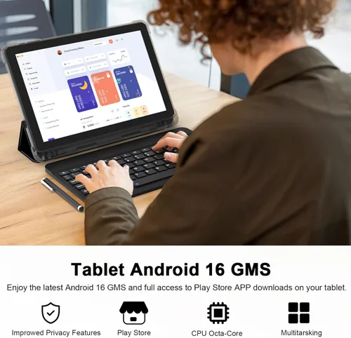 Miniatura 2 de CUPEISI Tablet Android 16 de 10 pulgadas, 20 GB de RAM+128 GB de ROM/2 TB expandible, procesador octa-core de 2.0 GHz, pantalla HD de 1280 x 800