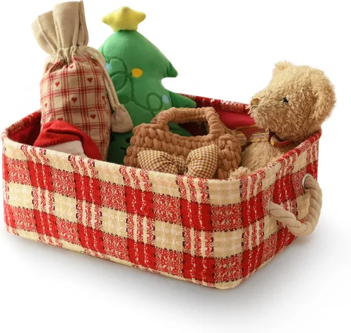 Miniatura 12 de Caja de almacenamiento para adornos de Navidad de INough, organizador de decoración festiva, tejida con hilo grueso, cesta de Navidad para niños