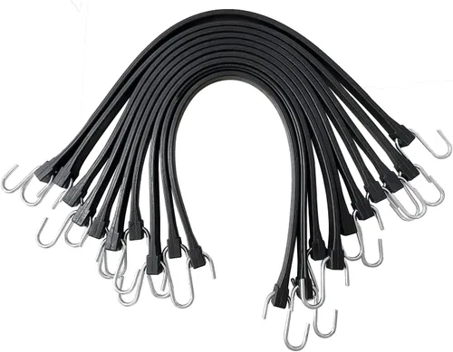 Miniatura 8 de ROBLOCK Cuerdas elásticas de 15 pulgadas con ganchos con 150% de elasticidad máxima, correas de lona de goma 100% EPDM con ganchos en S prensados