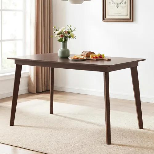 Miniatura 2 de Giantex Mesa de comedor para 4, mesa de cocina rectangular de madera de 48 pulgadas con patas de madera de goma maciza, mesa de comedor moderna