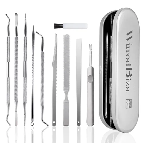 Kit de eliminación de uñas encarnadas de 10 piezas, herramientas quirúrgicas de uñas de acero inoxidable para manicura, herramientas de pedicura