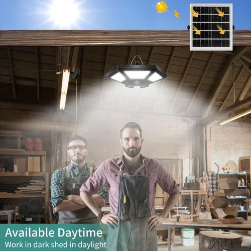 Miniatura 2 de AEQ - Luz solar de cobertizo para interiores y exteriores, funciona durante el día con control remoto, iluminación de 360°, impermeable, luces