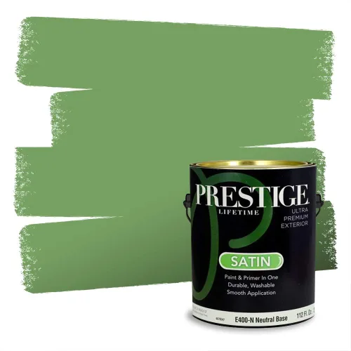 Miniatura 7 de Prestige Paints - Pintura exterior e imprimación en uno, 1 galón, plano, compatibilidad comparable con el color menta «Whipped Mint» de Behr