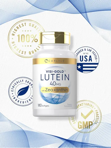 Miniatura 6 de Suplemento de luteína y zeaxantina Carlyle 40mg 180 cápsulas blandas Píldoras para los ojos Vitaminas para la salud ocular Visi-Gold Sin