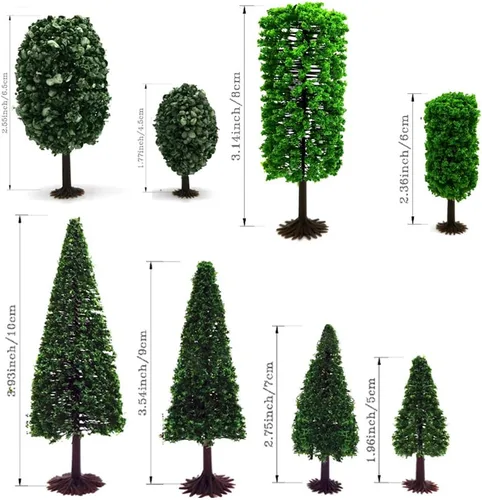 Miniatura 3 de Baryuefull - Árboles en miniatura y modelos con arbustos de base, árboles de diorama, modelo de bosque, tren, paisaje, árboles falsos para paisaje