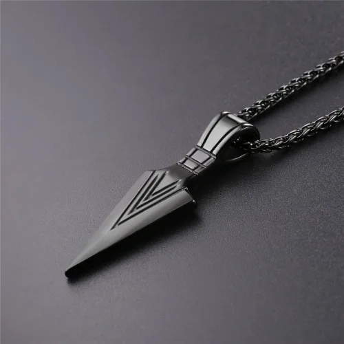 Miniatura 3 de U7 - Collar con colgante de acero inoxidable para hombre, diseño de punta de lanza, punta de flecha, dientes de lobo, con servicio de grabado