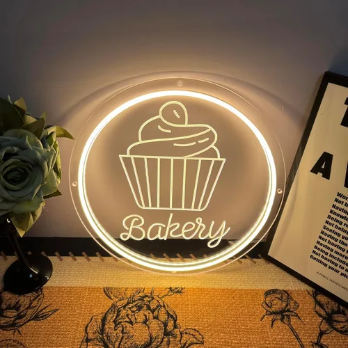 Miniatura 6 de Letrero de neón de panadería para decoración de pared, luz LED regulable, luz de neón, pasteles, pan, letreros para negocios, postres, alimentos