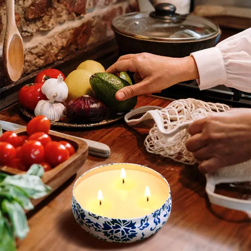 Miniatura 6 de Hausware Velas de citronela para exteriores e interiores, juego de 3 velas perfumadas grandes de 13.5 onzas, velas de citronela de cera de soja Azul