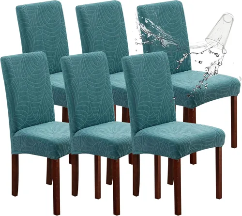 Miniatura 29 de Genina Fundas impermeables para sillas de comedor, fundas elásticas de jacquard para sillas de comedor, extraíbles y lavables, protector de silla