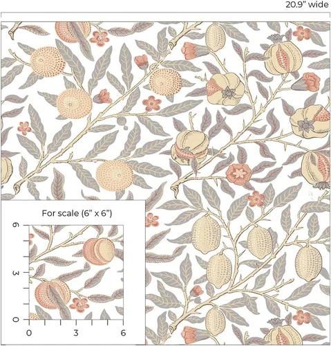Miniatura 9 de NextWall Papel tapiz vintage de granada (Daydream Grey & Melon)