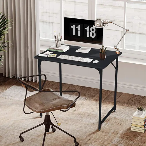 Miniatura 2 de Escritorio de computadora de 32 pulgadas para espacios pequeños, escritorio de oficina en casa, estilo moderno y simple, escritorio de trabajo Negro