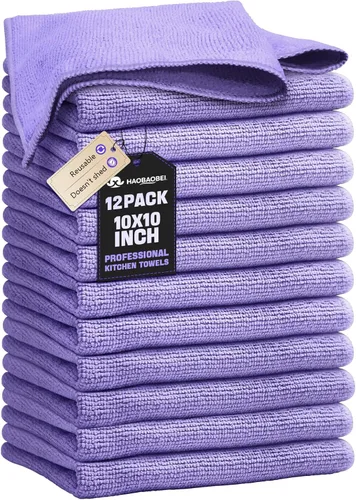 Miniatura 10 de Paños de Tela de Cocina para Platos (Paquete de 12), Paños de Cocina Premium, Paño de Limpieza de Microfibra Súper Absorbente, Antiadherente al Gris