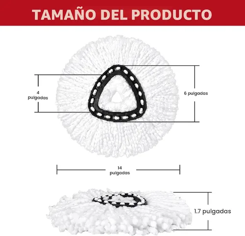 Miniatura 8 de Cabezales de repuesto para trapeador O-Ceda de repuesto para cabezal de fregona giratoria EasyWrin, repuesto de cabezales de trapeador giratorio