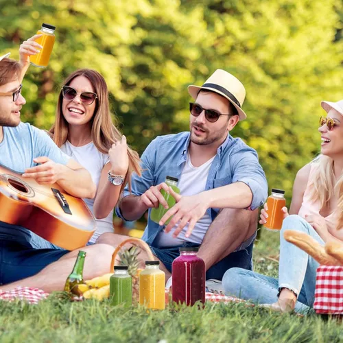 Miniatura 7 de Botellas de jugo de vidrio de 8 onzas con tapas, paquete de 6, botellas de vidrio reutilizables, tarros de agua de 8.5 fl oz para leche, jugos