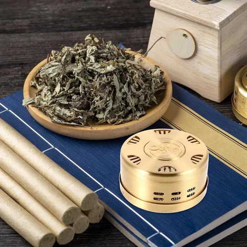 Miniatura 7 de Ipetboom Kit de caja de moxibustión de cobre portátil, 4 piezas, temperatura ajustable, sin humo, soporte para quemador de moxa para terapia