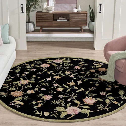 Miniatura 9 de SAFAVIEH Chelsea Collection - Alfombra decorativa de 1 pies 8 pulgadas x 2 pies 6 pulgadas, color negro, lana de campo francesa enganchada a mano