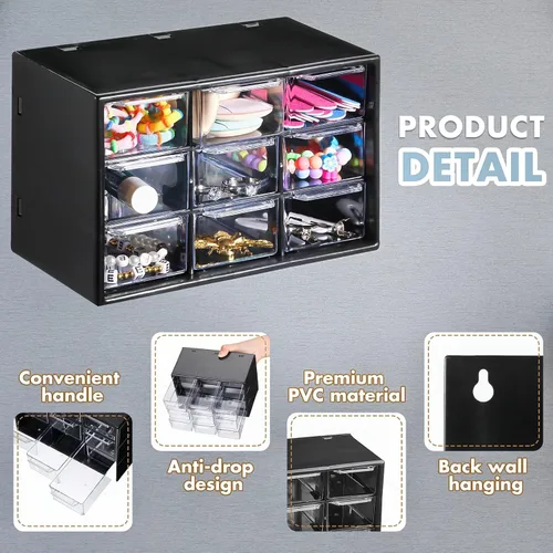Miniatura 3 de Amyhill 6 Piezas Organizador Mini de Cajones Organizador Pequeño con 9 Cajones Caja de Almacenamiento de Manualidades de Plástico de Escritorio