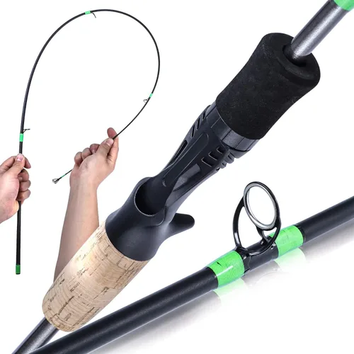 Miniatura 2 de Sougayilang Cañas de pescar flexibles, cañas giratorias y cañas de fundición, cañas de trucha ligeras, 2 piezas, mango de corcho, pesca de cangrejo