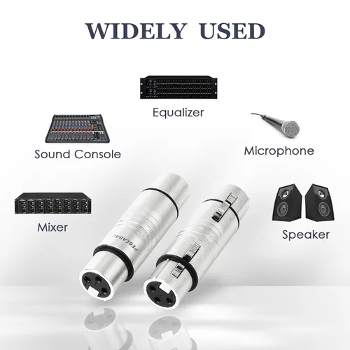 Miniatura 4 de Paquete de 2 adaptadores XLR hembra a XLR hembra, XLR de 3 pines hembra a XLR 3 pines hembra cambiador de género para micrófonos mezcladores