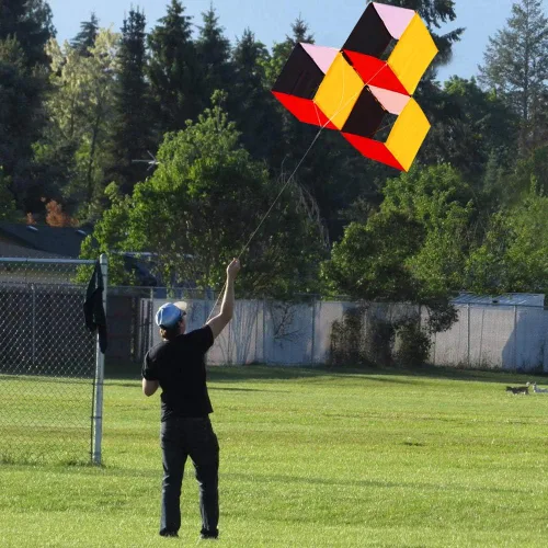 Miniatura 6 de HENGDA KITE para adultos, caja de cubo mágico 3D, cometa de una sola línea, volar, juguetes al aire libre, playa, parque