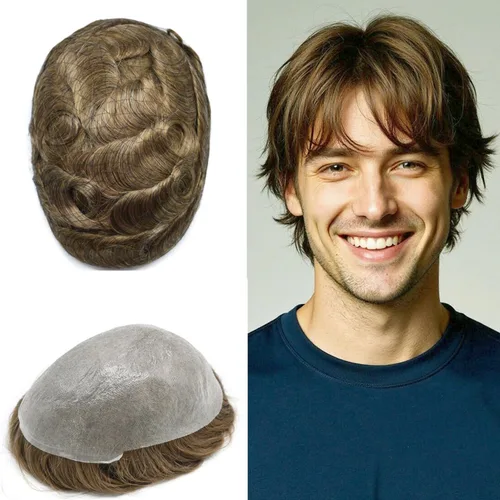 Miniatura 23 de Hombres Toupee Hair Thin Skin Men Human Hair Piece Men Toupee Cabello humano V-loop de aspecto natural Toupee Hombres Hairpiece Men Hair System
