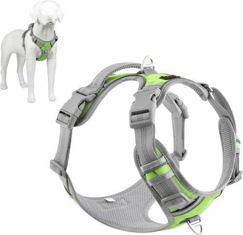Miniatura 14 de Plutus Pet Arnés para perro sin tirones, liberación en el cuello, arnés reflectante ajustable para perro, asa de fácil control para caminar