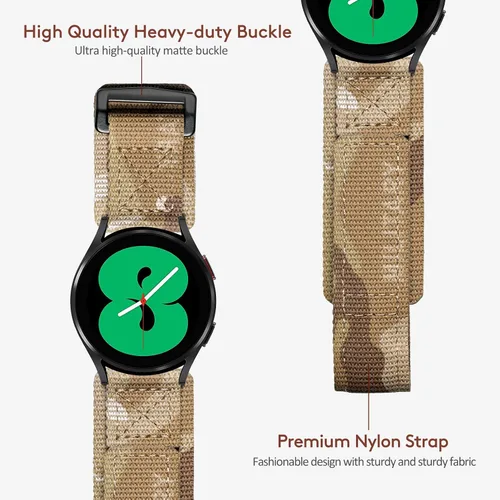 Miniatura 5 de Correa de reloj de nailon de liberación rápida de 0.78 pulgadas y 0.86 pulgadas, correa militar de camuflaje Sandstorm compatible con relojes